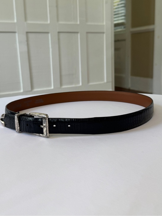 ONYX by Brighton Leather Belt Men Size 36 Black Croc  display picture 2